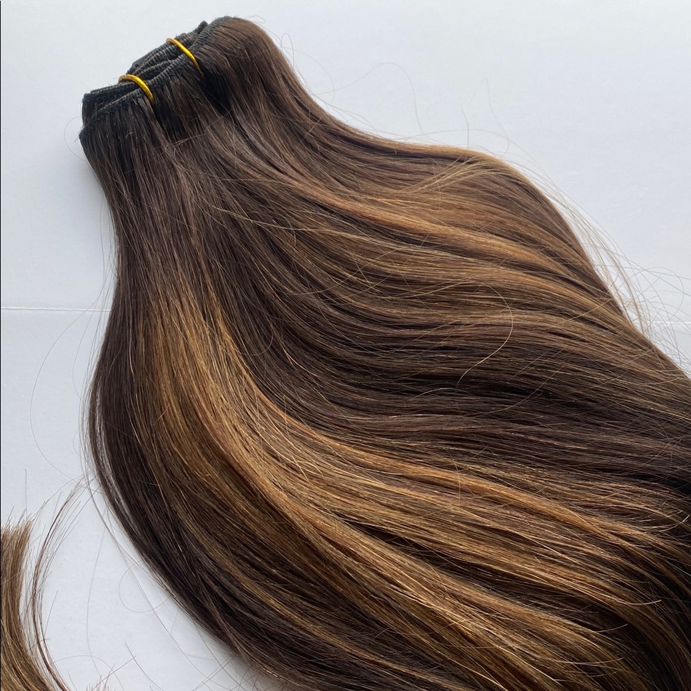 NEW WENNALIFE 20" Double Weft Clip In Human Hair Extensions #1B/6/1B 7Pc 120g